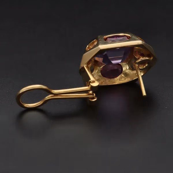 18ct Yellow Gold Gemset Topaz & Amethyst Earrings