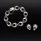 Mid Century Sterling Silver Bracelet and Earclip Set by Hermann Siersbol