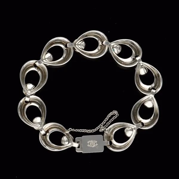Mid Century Sterling Silver Bracelet and Earclip Set by Hermann Siersbol