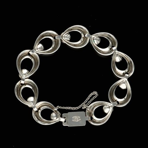 Mid Century Sterling Silver Bracelet and Earclip Set by Hermann Siersbol image-6