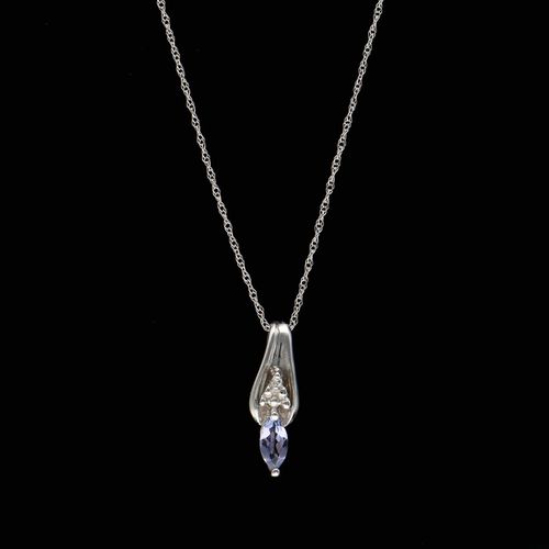 White Gold Iolite Diamond Pendant and chain image-1