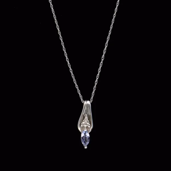 White Gold Iolite Diamond Pendant and chain
