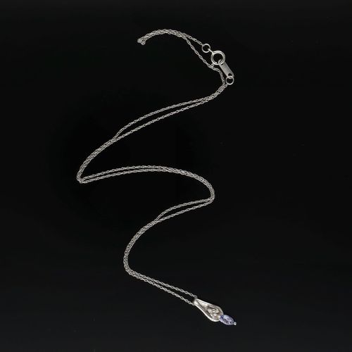 White Gold Iolite Diamond Pendant and chain image-3