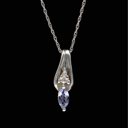 White Gold Iolite Diamond Pendant and chain image-2