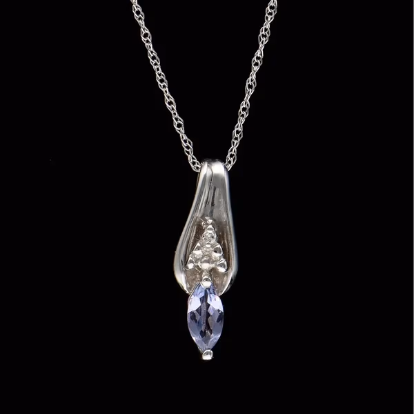 White Gold Iolite Diamond Pendant and chain