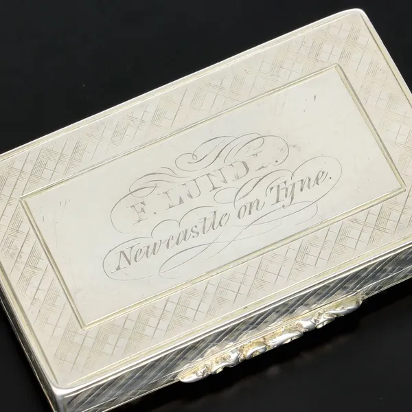 Early Victorian Silver Snuff Box with Hounds Chasing a Hare