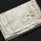 Early Victorian Silver Snuff Box with Hounds Chasing a Hare