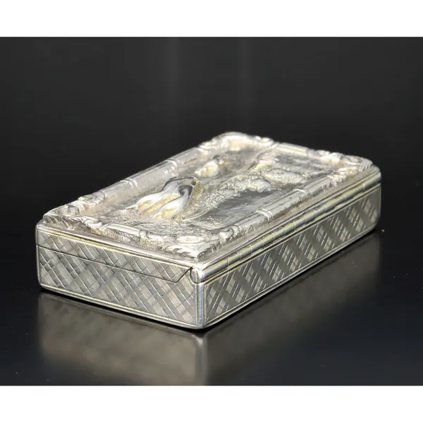 Early Victorian Silver Snuff Box with Hounds Chasing a Hare