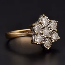 9ct Yellow Gold Diamond Cluster Ring
