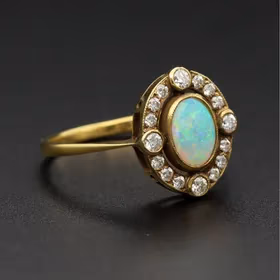 18ct Gold Opal and Diamond Ring