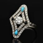 Platinum Turquoise Sapphire and Diamond Ring
