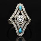 Platinum Turquoise Sapphire and Diamond Ring