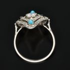 Platinum Turquoise Sapphire and Diamond Ring