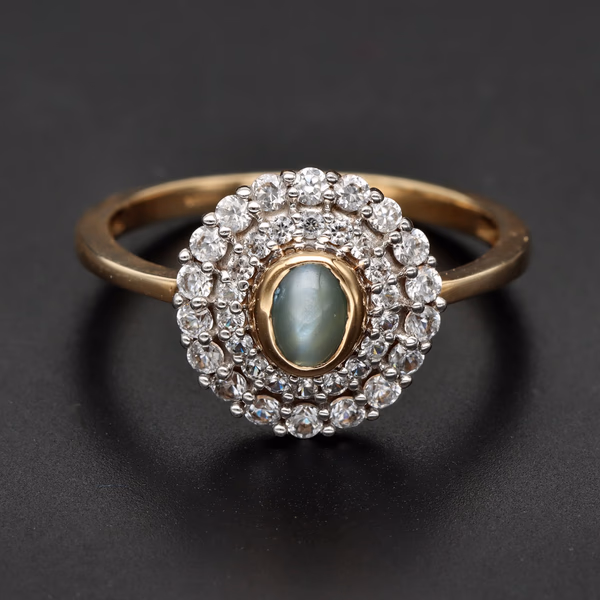 9ct Gold Topaz Cats Eye Dress Ring