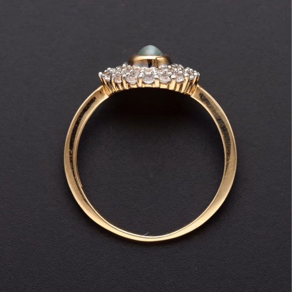 9ct Gold Topaz Cats Eye Dress Ring