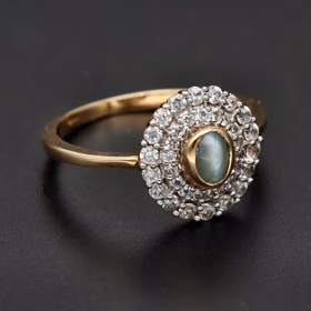 9ct Gold Topaz Cats Eye Dress Ring