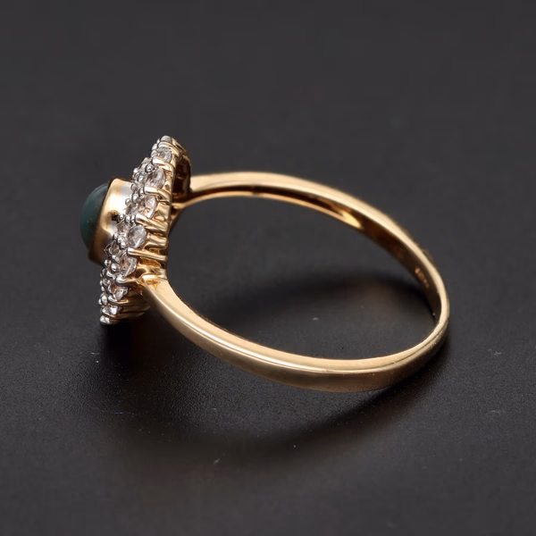 9ct Gold Topaz Cats Eye Dress Ring