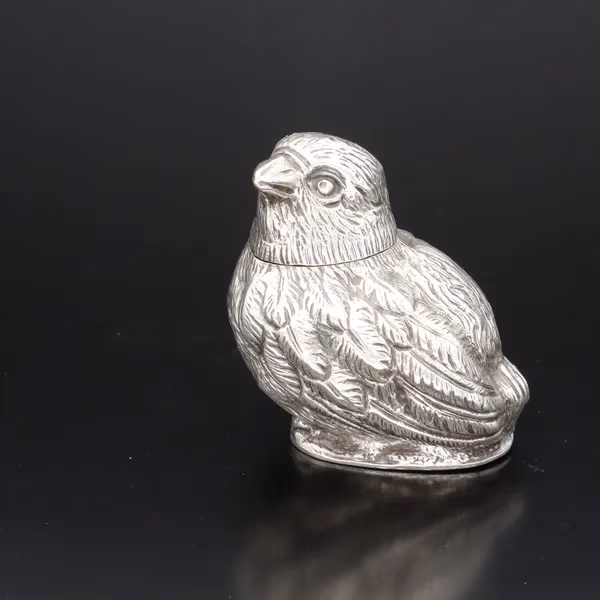 Pair of Victorian Silver Pepperettes Shaped as Chicks