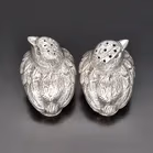 Pair of Victorian Silver Pepperettes Shaped as Chicks