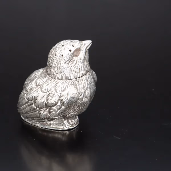 Pair of Victorian Silver Pepperettes Shaped as Chicks