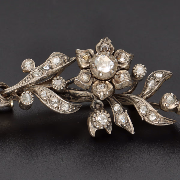 19th Century Diamond Floral Spray Brooch