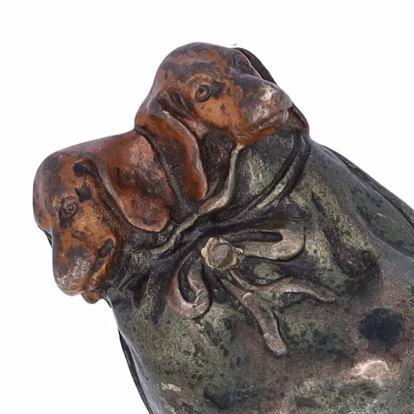 Unusual Bronze Figure of Dachshund Puppies in a Bag