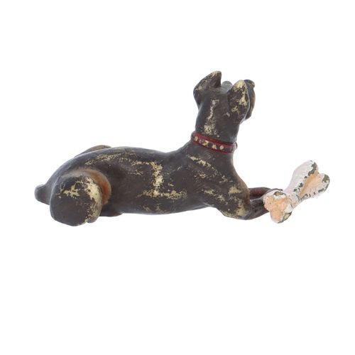 Antique Cold Painted Bronze Dog with a Bone image-5