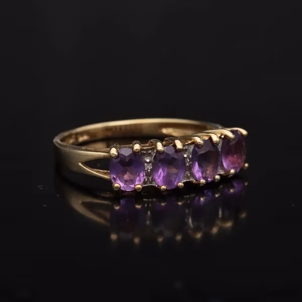 Gold Amethyst Diamond Ring.