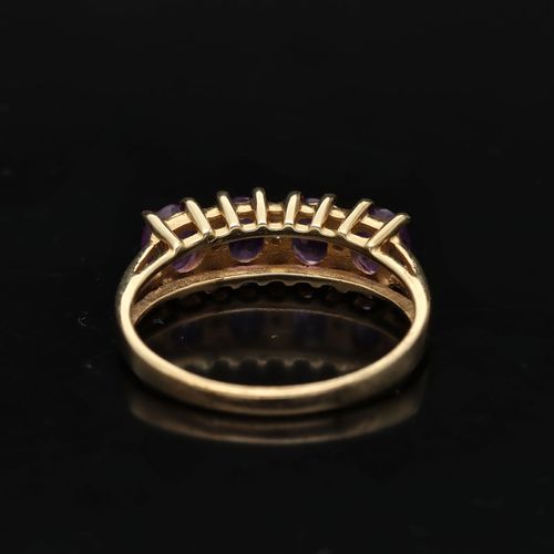 Gold Amethyst Diamond Ring. image-5