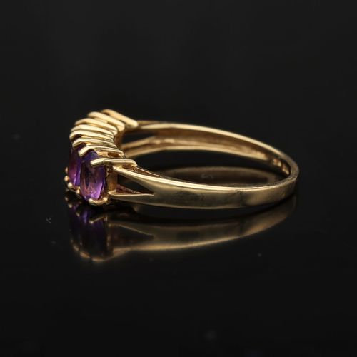 Gold Amethyst Diamond Ring. image-3