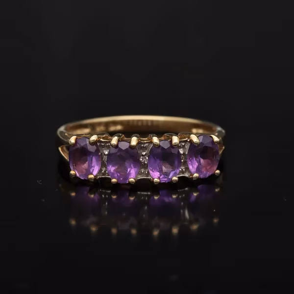Gold Amethyst Diamond Ring.