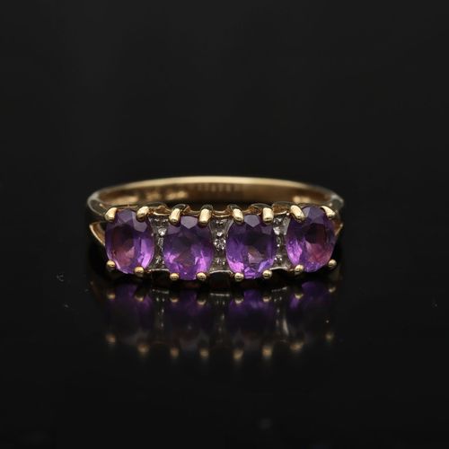 Gold Amethyst Diamond Ring. image-2