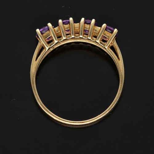 Gold Amethyst Diamond Ring. image-6