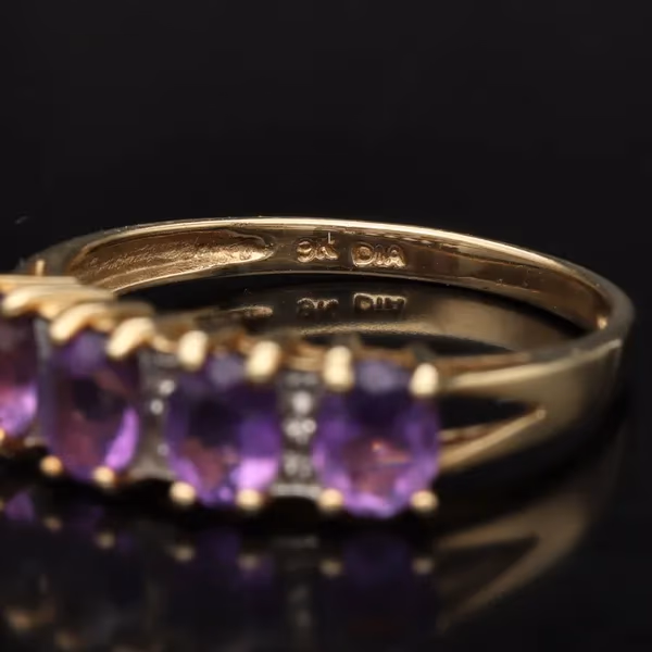 Gold Amethyst Diamond Ring.