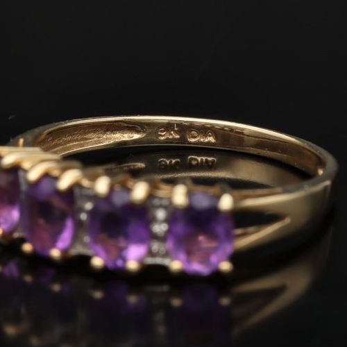 Gold Amethyst Diamond Ring. image-4