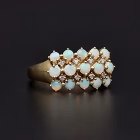Gold Opal Diamond ring. Large