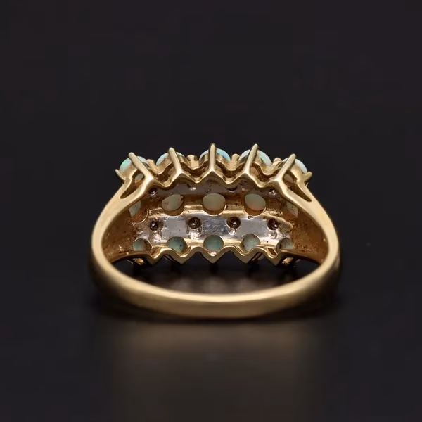 Gold Opal Diamond ring. Large