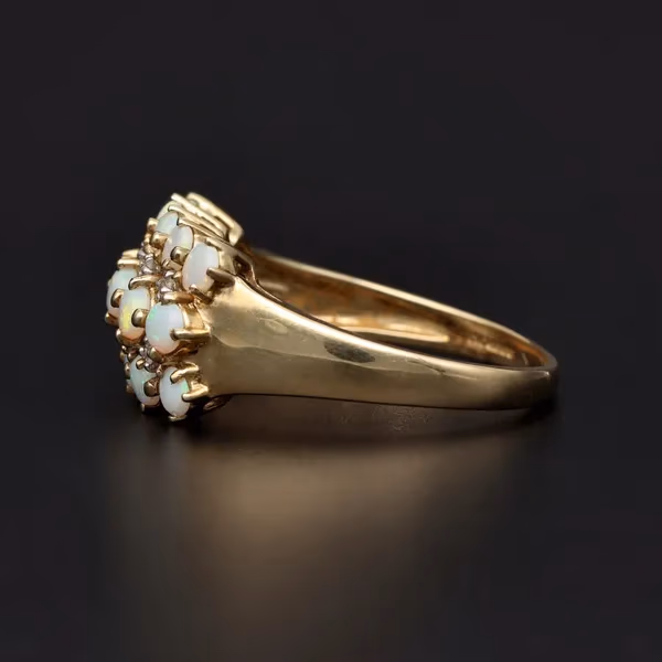 Gold Opal Diamond ring. Large