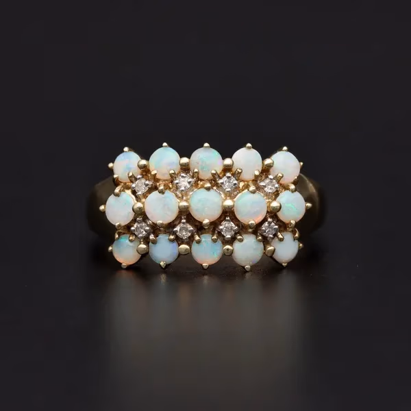 Gold Opal Diamond ring. Large
