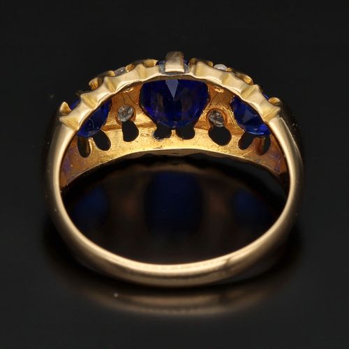 Victorian 18ct Gold Sapphire and Diamond Ring image-4