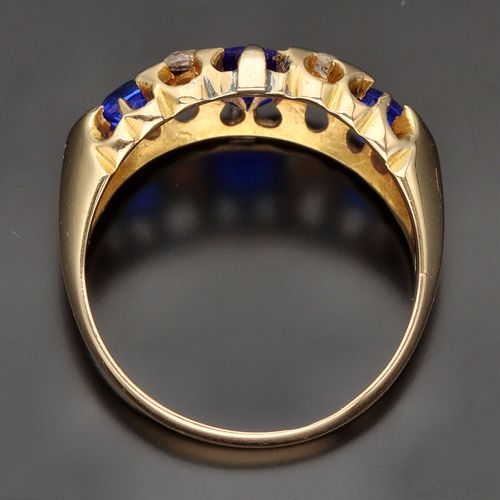 Victorian 18ct Gold Sapphire and Diamond Ring image-6