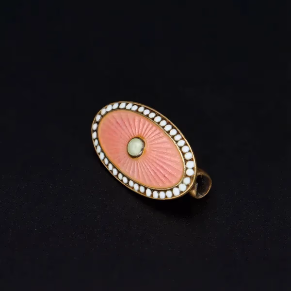 David Andersen Small Silver Gilt and Pink Enamel Brooch