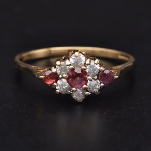 9ct Yellow Gold Ruby & Diamond Ring