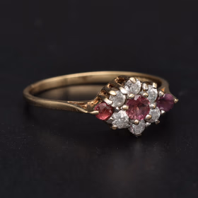 9ct Yellow Gold Ruby & Diamond Ring