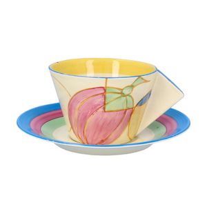 Clarice Cliff Pastel Melon Conical Cup and Saucer