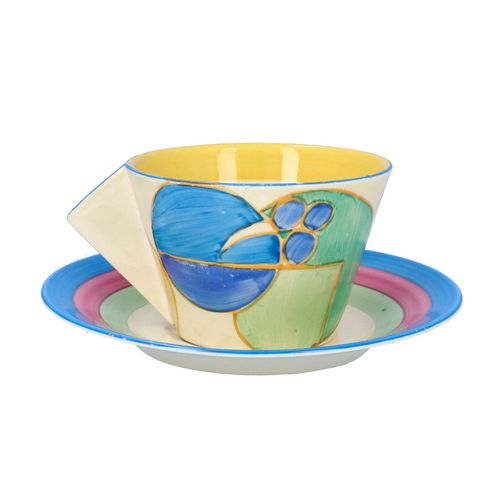 Clarice Cliff Pastel Melon Conical Cup and Saucer image-2