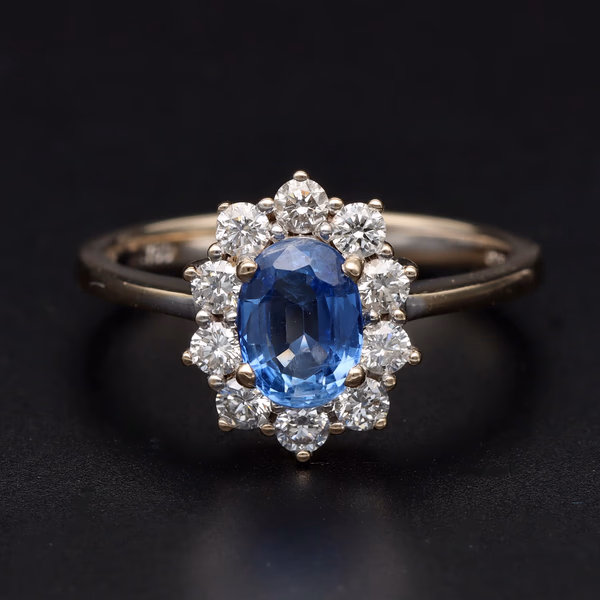18ct White Gold Sapphire & Diamond Cluster Ring