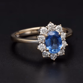 18ct White Gold Sapphire & Diamond Cluster Ring
