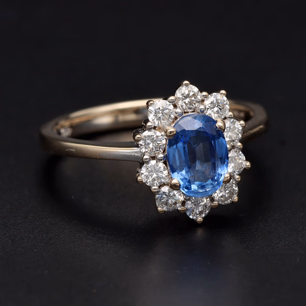 18ct White Gold Sapphire & Diamond Cluster Ring