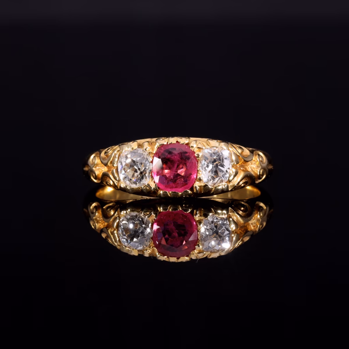 360° view of The Antique Victorian 1876 Ruby and Old Cut Diamond Magnificent Ring